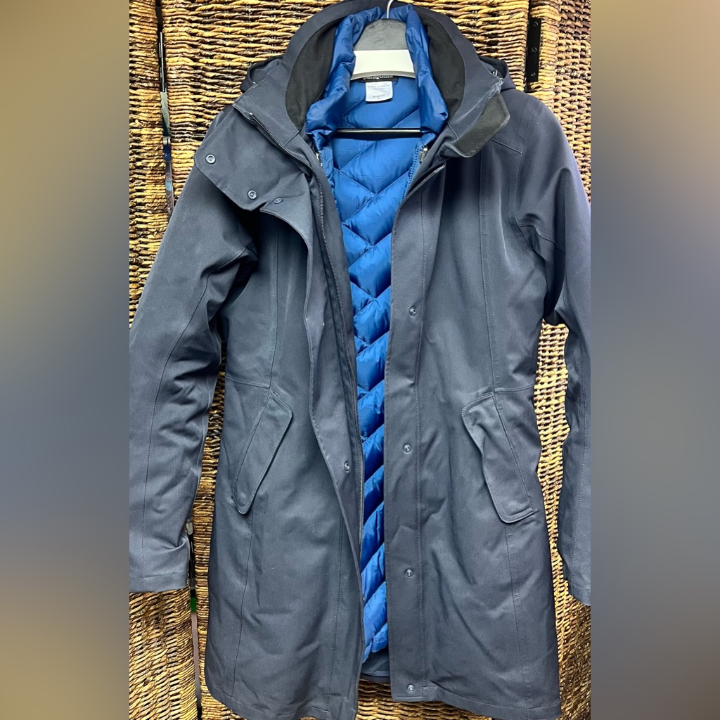 Patagonia-3 And 1, Stylish Blue Hooded Jacket - Medium